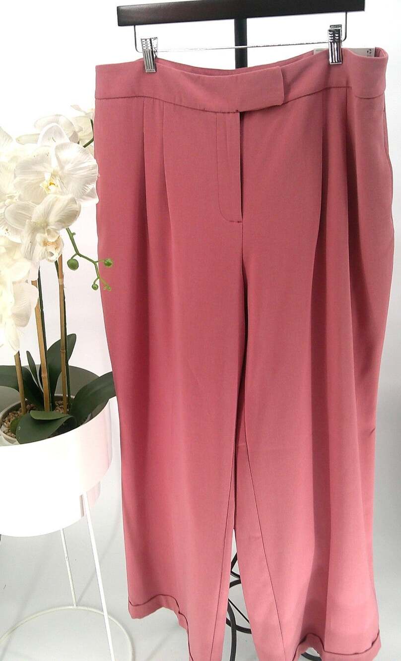 Liz Claiborne Womens Withered Rose Pleated Front Wide Leg Dress Pants Size 18